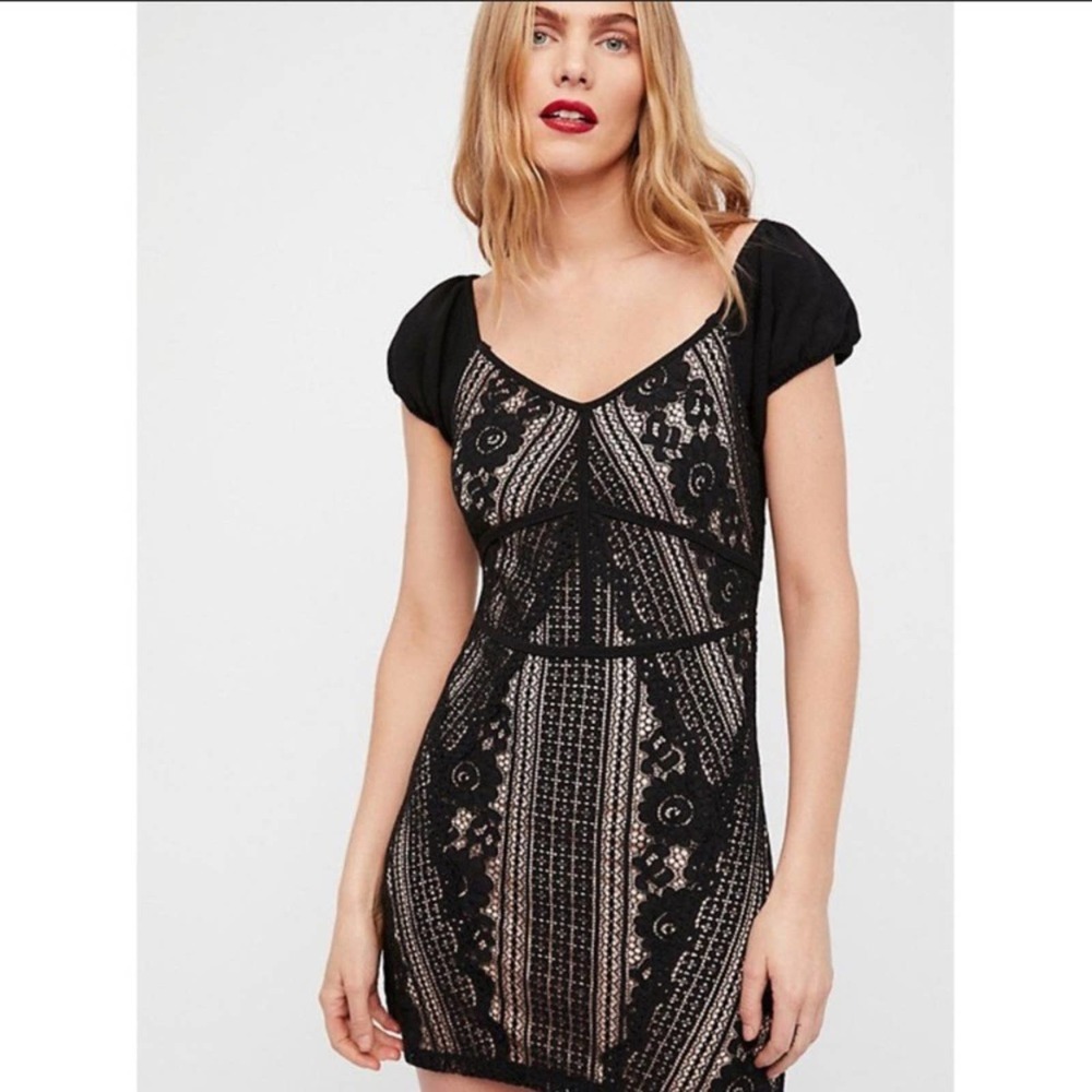 Free people linear lace bodycon dress